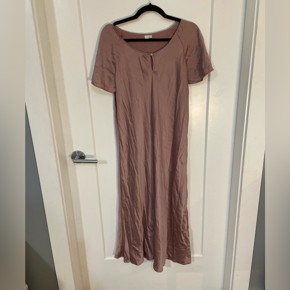 NK imode 100% silk Chemise and Robe Set Mauve Embroidery Floral Mesh L/XL - Picture 3 of 9